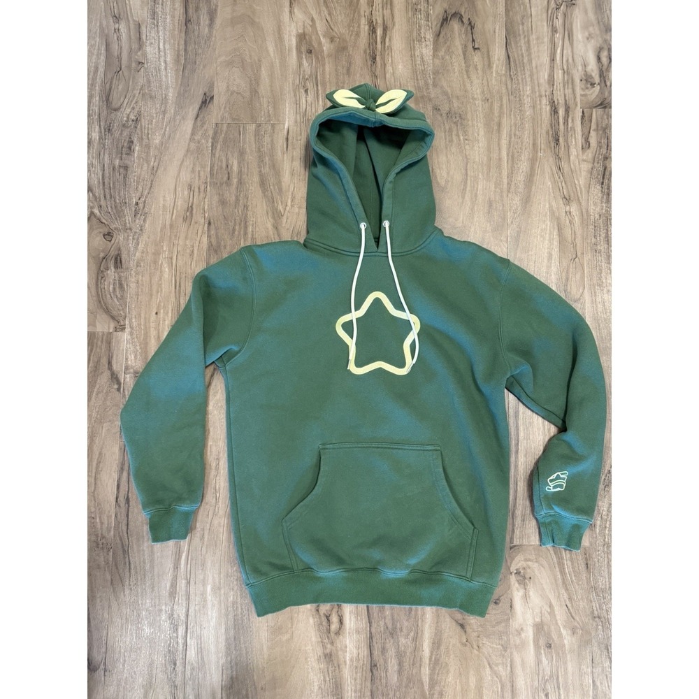 Sykkuno Hoodie Mens M Leaf Green Star Graphic Pullover Sweatshirt Heavyweight - Picture 2 of 12